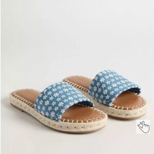 Torrid Blue and White Floral Espadrille Slides
